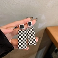 Retro black and white checkerboard resin rectangular drop earrings with stud backing - Black White Checkerboard Acrylic Rectangle Style (144#)