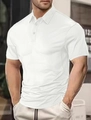 Detailansicht eines weißen Herren-Poloshirts mit klassischem Kragen und drei Knöpfen Design - S / Weiß
