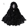 Detail showing high-quality black pleated texture and breathable thin scarf fabric - Black