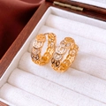 Detailansicht der 18K vergoldeten Creolen mit chinesischem Münzmotiv und Zirkonia-Inlay - Antike Münze Hohlstil / Gold (18K Vergoldet)