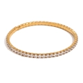 Bracciale tennis classico con zirconi tondi e montatura in acciaio placcato oro 18K - 3mm / Oro