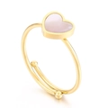 Anello regolabile minimalista in acciaio inossidabile placcato oro 18k con cuore rosa - US 6 / Oro