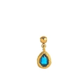 Titanium steel gold heart pendant with water-drop blue stone and birthstone detail - September Hammered Teardrop Pendant Only (Without Chain)