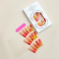 Flachbild von orangefarbenen Nägeln mit 3D-Bären, Sternen und komplettem Zubehör - Rot-Orange Verlauf 3D Bär & Stern Stil (XD-80-63)
