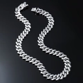 Chunky silver Cuban link chain necklace with high-polish metallic finish for men - 20 inch / Silver