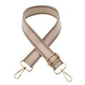 Detail of beige herringbone woven strap with adjustable gold metal hardware for handbags - Beige Khaki