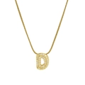 18k gold plated brass snake chain necklace with sparkling zircon letter D pendant - Necklace D / Gold