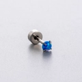 Titanium steel heart screw back stud earring with light blue opal stone inlay - Blue Opal Style (A118-2#)