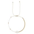 Minimalist shell bead letter Z braided bracelet with adjustable Miyuki gold beads - Letter Z White and Gold Style (MI-B210108M) / White Gold (Letter Z)