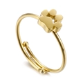 Bague ajustable en acier inoxydable doré avec motif évidé de patte de chien - Style De Patte De Chat Creuse Dorée (KR103462-GC)