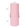 Pink PU leather makeup brush holder with metal snaps and detailed size measurements - Pink L Size Full Bucket