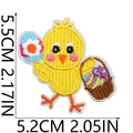 Detailed view of yellow Easter chick embroidery patch with precise size measurements - Yellow Chick in Basket