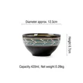 Japanese style ceramic bowl in vintage dark brown and blue leaf pattern, 420ml capacity - 4.8 Inch / Norwegian Forest