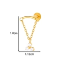 Golden titanium chain stud with zircon petal charm, height 1.8cm and width 1.12cm - Triple Gem Chain Style (T2534-7#) / Gold