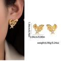 Golden starfish and shell earrings with white rhinestones and size dimensions - Starfish Shell Rhinestone Style (E0899)