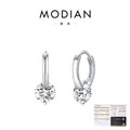 Pendientes de aro en plata de ley 925 con piedras de moissanita de 1 quilate y corte redondo - Plata de ley 925