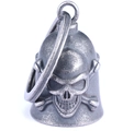 Campanello portafortuna per moto vintage con teschio 3D e ossa incrociate in metallo - Argento Retrò Con Portachiavi