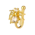 U-shaped spider nose clip with gold finish and sparkling cubic zirconia stones - Gold Spider