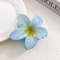 Frangipani hair claw clip with sky blue gradient and yellow center floral design - Sky Blue Gradient