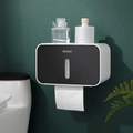 Ecoco wall-mounted waterproof toilet paper holder in black and white finish - Black