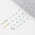 Golden eyewear chain with turquoise crushed stones and anti-slip silicone loops - Teal Turquoise Style Chip Stone / Teal (04)