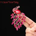 Golden peacock brooch with red and pink crystals, large 11.5cm x 7cm fashion accessory - DW0036 Peacock / 11.5cm*7cm / Red