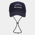 Detail of mountain embroidery and windproof rope on navy blue quick-dry baseball cap - Adjustable / Navy Blue