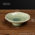 Ceramic cracked glaze fruit plate with high foot in dark green for Chinese tea ceremony - Dark Green-Six Petals