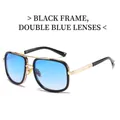 Lunettes de soleil aviateur monture métal noir et or avec verres bleu dégradé - Monture Noire Verres Dégradés Bleus