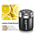 Lemon scented car air freshener with black matte finish and silver metal hollow lid - Lemon