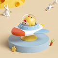 Space rocket suction cup spinning toy for high chair in orange and blue finish - Chicken Rocket Spinner