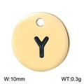 Polished 10mm golden stainless steel round pendant charm with black letter Y - Letter Y Gold (KLJ1402-Z)