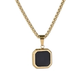 Dettaglio della catena box dorata e del ciondolo ottagonale in smalto nero lucido - Catena di Perle (60cm) / Oro