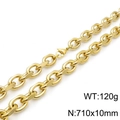 Hip-Hop Herrenhalskette aus goldenem Edelstahl, flach geschnittene O-Kette, 710x10mm - Goldhalskette (710x10mm)