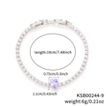 Silver tennis bracelet with white zircons and pear-shaped purple stone pendant - White Gold Blue-Purple Zirconia