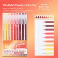 9-piece warm tone stationery pen set for journaling and drawing in reddish yellow - Vitality Warm 9-Color Set