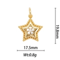 Gold plated 18k star pendant with clear crystals, dimensions 19.8mm by 17.5mm - Pave Star Rhinestone Style (DZ-065)