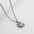 Minimalist silver bubble letter C pendant on fine cable chain necklace - Letter C / Silver