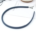 Navy blue matte headband with anti-slip teeth and flexible plastic frame for daily wear - Navy Blue