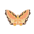 Detailopname van een kleurrijke vlinderbroche van emaille met goudkleurige randen - Oranje Gele Vlinderstijl (W7086)