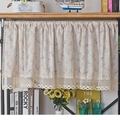 Kort linnen gordijn met bloemenprint en kanten rand voor keukenkastjes in huis - 150x45cm / Kleine Bloemmotief 8cm Rand Roede Tas Niveau