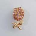 Elegant gold tulip brooch pin with sparkling pink rhinestones for versatile fashion accessory - Pink Tulip