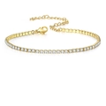Vergulde tennisarmband met fonkelende vierkante zirkonia en verstelbare karabijnsluiting - Gouden Tennisarmband met Vierkante Zirkonia's