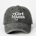 Gorra de algodón lavado antracita con bordado blanco Girl Mama y detalle de corazón - Talla única / Negro