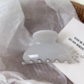 Elegante pinza per capelli in acetato bianco crema con finitura lucida per acconciature - Grigio