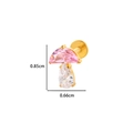 F136 titanium mushroom labret stud with pink and clear zircon crystals in gold finish - Gold Pink