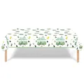Détail de nappe d'anniversaire en plastique avec camions poubelles et motifs verts enfants - Nouveau Camion à Ordures