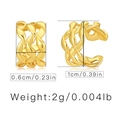 Detailed macro view showing the 18K gold plated braided texture and size of the ear cuff - KE0169 Double Strand Twist