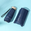 Mini navy blue five-fold flat umbrella and matching case with UPF 50+ sun protection - Navy Blue