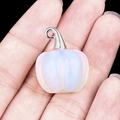 Handheld opal-like pumpkin pendant with silver clasp for creative jewelry design - Synthetic Opal
